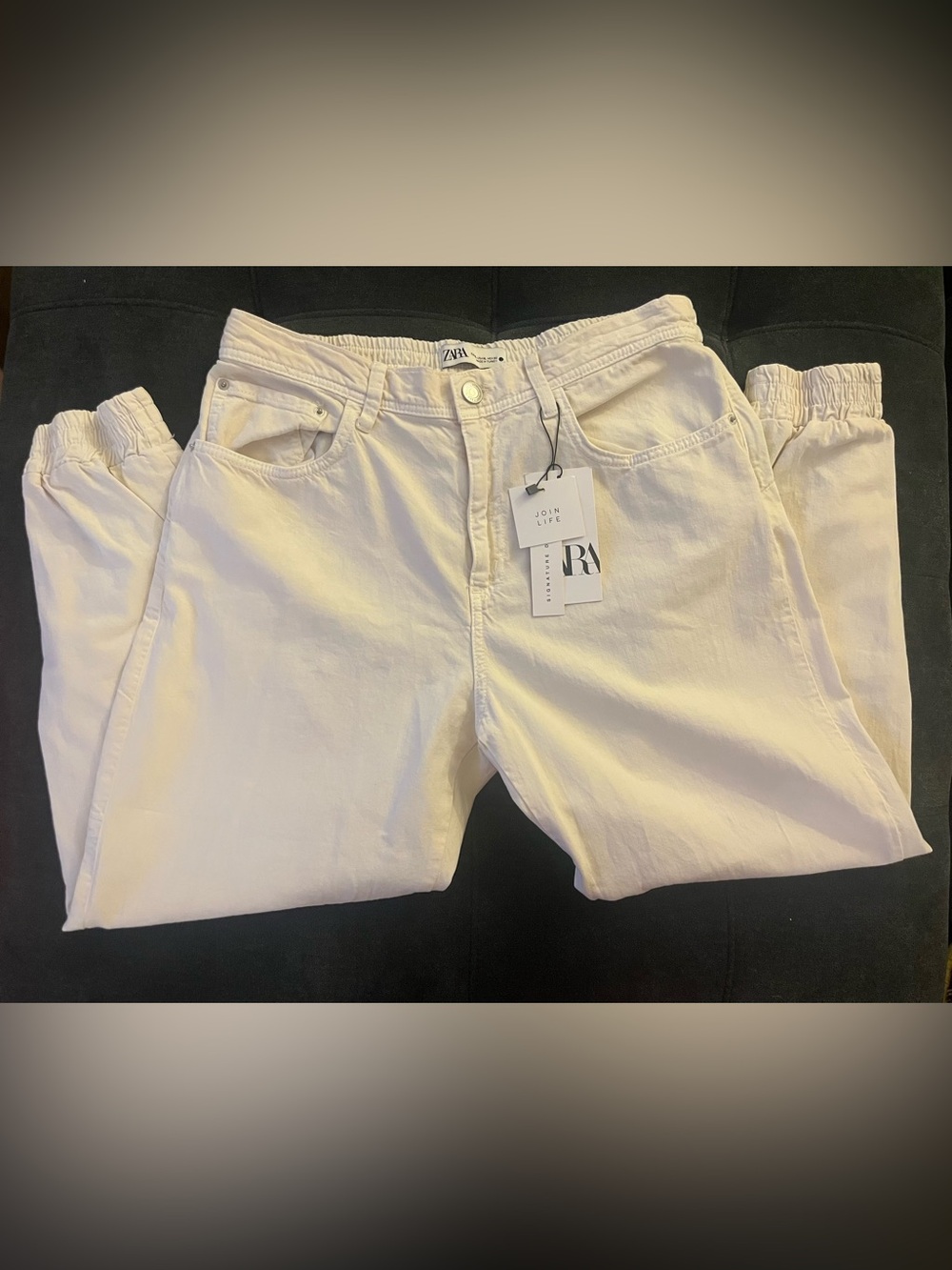 Zara Cream High-Rise Jeans